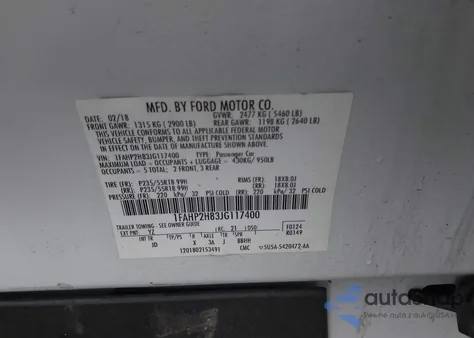 2018 Ford Taurus Sel z USA, uszkodzony, nr VIN 1FAHP2H83JG117400